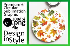 Autumn Watercolor Design Round for Fall Keychain Product Image 1