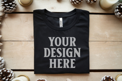 Christmas Bella Canvas 3001 Black Folded Tshirt Mockup Product Image 1
