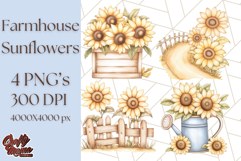 Rustic Sunflower Clipart, Soft Country Farmhouse Florals Png Product Image 1