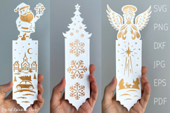 Christmas bookmark svg template, layered paper bookmark Product Image 1