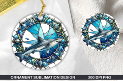 Cute Shark Stained Glass Ornament PNG, Digital Download File Product Image 1