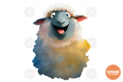 Funny Farm Animals Watercolor PNG | Cow Pig Rooster Horse Product Image 1
