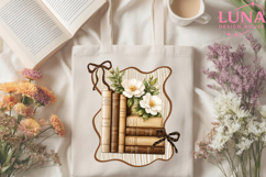 Colorful Boho Floral Bookworm Png, Bookish Png, Preppy Book Product Image 2