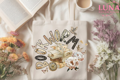 Boho Wildflower Bookworm Png, Bookish Png, Cottagecore Book Product Image 6