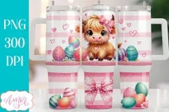 Cute Easter 40 oz tumbler wrap| Highland cow 40oz tumbler Product Image 1