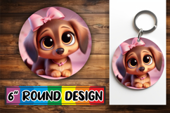 Whimsical Circle Keychain PNG, 3D Dog Product Image 1