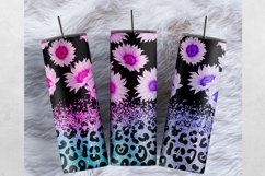 Colorful Sunflowers Glitter Floral Leopard 20oz tumbler wrap Product Image 1