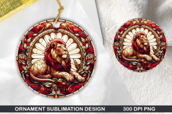 Cute Lion Stained Glass Ornament PNG, Sublimation PNG Design Product Image 1