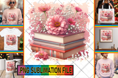 Stylish TSHIRT Designs PNG, Book and flower Product Image 1