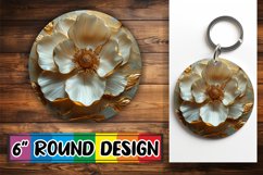 White Petal Radiance: Circle Design PNG Sublimation Product Image 1