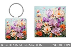 Crocus Keychain Sublimation. Spring Flowers Keychain Design Product Image 1