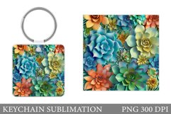 Succulents Keychain Design. Plants Keychain Sublimation Product Image 1