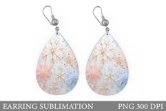 Snowflakes Earring Sublimation. Snowflakes Teardrop Earring Product Image 1