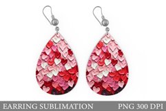 Hearts Earring Sublimation. Teardrop Earring Hearts Product Image 1