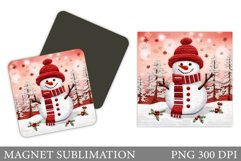 Snowman Magnet Sublimation. Cute Snowman Square Magnet Product Image 1