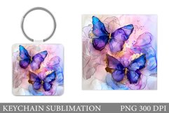 Butterflies Keychain Design. Square Keychain Butterflies Product Image 1