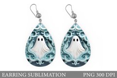Ghost Earring Sublimation. Ghost Teardrop Earring Design Product Image 1