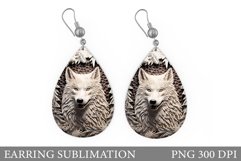 Wolf Teardrop Earring Design. Wolf Earring Sublimation Product Image 1