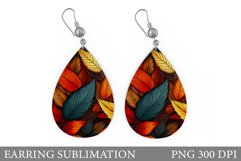 Fall Earring Sublimation. Leaves Teardrop Earring Design Product Image 1