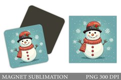 Cute Snowman Magnet Sublimation. Christmas Snowman Magnet Product Image 1