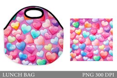 Hearts Lunch Bag Sublimation. Colorful Hearts Lunch Bag Product Image 1