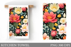 3D Flowers Kitchen Towel. Flowers Kitchen Towel Sublimation Product Image 1