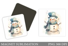 Snowman Magnet Sublimation. Winter Magnet Design Product Image 1