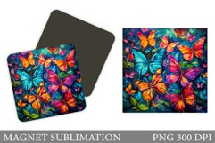 Butterflies Magnet Sublimation. Butterflies Square Magnet Product Image 1