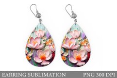 3D Flowers Earring Design. Flowers Earring Sublimation Product Image 1