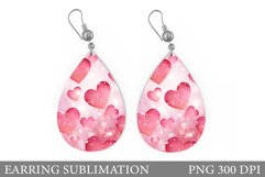 Shimmer Hearts Earring. Hearts Teardrop Earring Sublimation Product Image 1