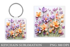 Crocus Flowers Keychain. Spring Keychain Sublimation Product Image 1