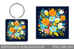 Flowers Keychain Sublimation. Summer Flowers Keychain Design Product Image 1