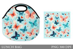 Butterflies Lunch Bag Design. Summer Lunch Bag Sublimation Product Image 1