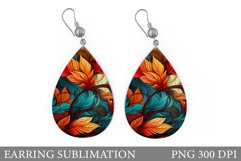 Colourful Leaves Teardrop Earring. Fall Earring Sublimation Product Image 1