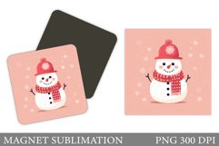 Cute Snowman Magnet. Snowman Magnet Sublimation Product Image 1