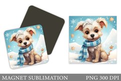 Winter Dog Magnet Sublimation. Cute Dog Magnet Design Product Image 1