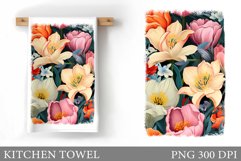 3D Flowers Kitchen Towel. Flowers Kitchen Towel Design Product Image 1