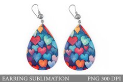 Hearts Earring Design. Colorful Hearts Teardrop Earring Product Image 1