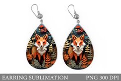 Fox Earring Sublimation. Fall Teardrop Earring Design Product Image 1