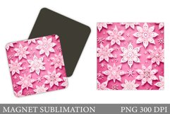 Pink Snowflakes Magnet. Winter Magnet Sublimation Product Image 1