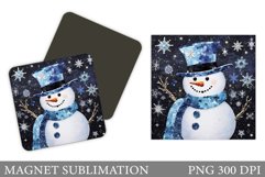 Cute Snowman Magnet Design. Shimmer Snowman Magnet Product Image 1