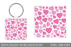 Colorful Hearts Keychain Design. Hearts Keychain Sublimation Product Image 1