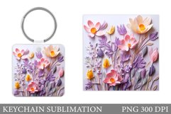 Flowers Spring Keychain Sublimation. Flowers Keychain Design Product Image 1