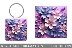 3D Flowers Keychain Design. Keychain Flowers Sublimation Product Image 1