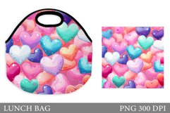 Hearts Lunch Bag Sublimation. 3D Hearts Lunch Bag Design Product Image 1