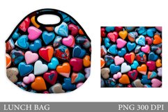 Hearts Lunch Bag Sublimation. 3D Hearts Lunch Bag Design Product Image 1