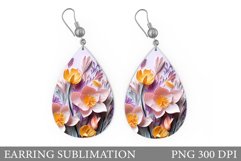 3D Flowers Earring Design. Summer Earring Sublimation Product Image 1