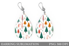 Christmas Tree Earring. Teardrop Earring Sublimation Product Image 1