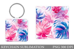 Tropical Leaves Keychain. Tropical Keychain Design Product Image 1