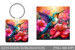 Hummingbird Keychain. Square Keychain Hummingbird Product Image 1